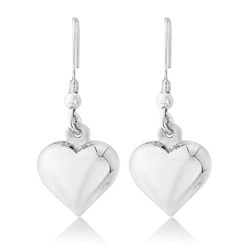 Image of Trink Brand Sterling Silver Puff Heart Drop Earrings