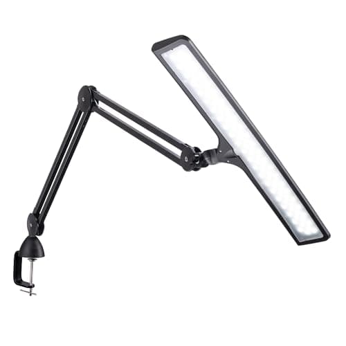 Image of Daylight Lumi LED Desk Lamp – 3800 Lux, 6000K, 95+ CRI, Adjustable Task Light for Reading, Crafts & Home Office, Eye-Caring Work Desk Lamp, Black