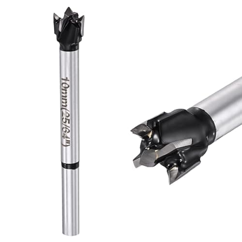 Image of DTGN 25/64"(10mm) Forstner Drill Bits - 2Pack - Good for Wood Plastic Plywood - 2 Flutes Tungsten Carbide Woodworking Hole Saw Cutter with Round Shank - Black