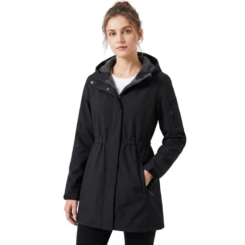Image of CHIGUO Women's Waterproof Softshell Jacket Winter Warm Fleece Lined Coats with Hood Rain Jackets