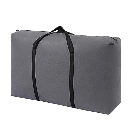 Image of Xmiral Extra Large Duffel Storage Bag Premium Quality Heavy Duty Cloth Storage Bag Organizer With Handles & Zippers For Clothing Comforters Holiday Decorations Collapsible Boxes Storage (Grey, A)
