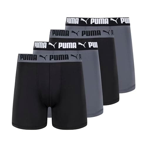Image of PUMA Men's 4 Pack Active Stretch Boxer Briefs, Black/Grey, L