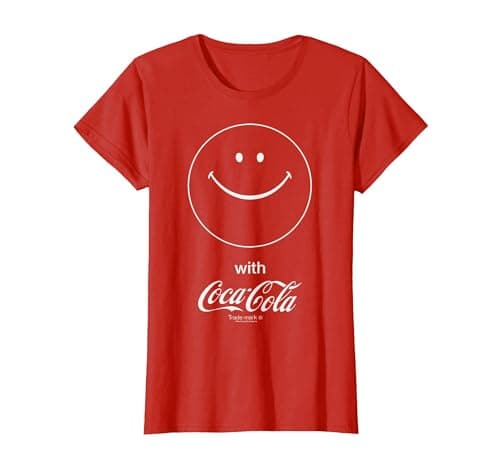 Image of Coca-Cola Smiley Face Smile with Coke Graphic T-Shirt T-Shirt, Women, Red, Medium