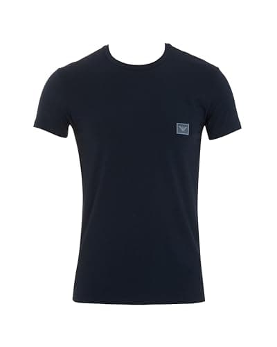 Image of Man's Shiny Logoband Crew Neck T-Shirt Blue XL Slim FIT