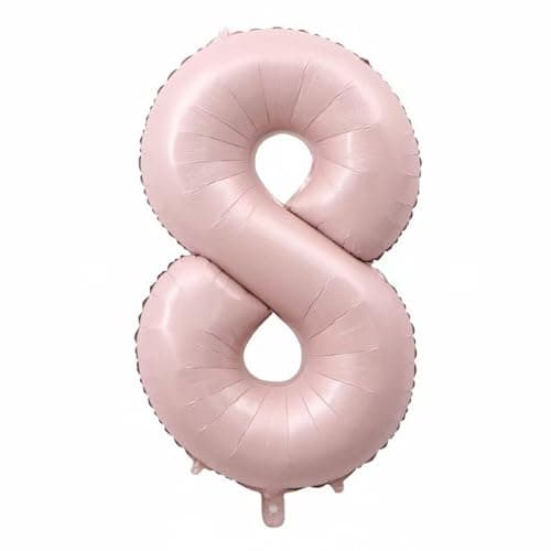 Image of Alaoo 40 Inch Number Balloons, Large Birthday Foil Age Balloon, Digital Decoration for Boys Girls Adults Birthday Party Anniversary Graduation, Pink Number 8