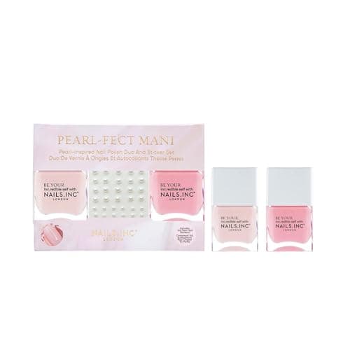 Image of Nails Inc Pearl-Fect Mani Duo & Stickers, Long Lasting, Glossy Nail Colour, High Shine, Airy Dry, Full Coverage, Chip Resistant, Salon Quality Manicure, Nail Kit, Cruelty Free, Vegan, 2 Piece Set