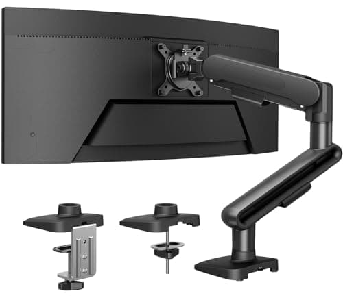 Image of HUANUO Ultrawide Monitor Arm for 13″ – 40″ Screens, NITROGLIDE™ Single Monitor Mount Holds up to 12kg, Adjustable Monitor Stand with C-Clamp & Grommet Base, VESA Mount 75x75mm/100x100mm