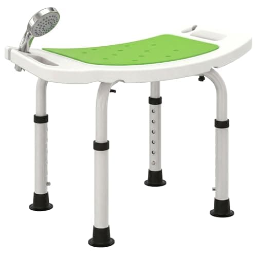 Image of HOMCOM Shower Chair, Adjustable Height Shower Stool with Aluminium Frame and Non-Slip Feet, Bathtub Stool Seat with Padded Seat for Elderly Disabled Handicap, Green