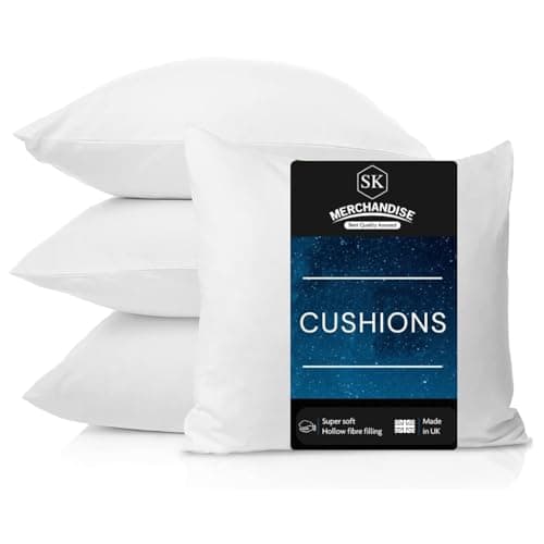 Image of SK MERCHANDISE Pack of 4 (45 x 45 cm) Hollowfibre 18" Inch Square Cushion Pads Insert Inner Fillers Anti-Allergy