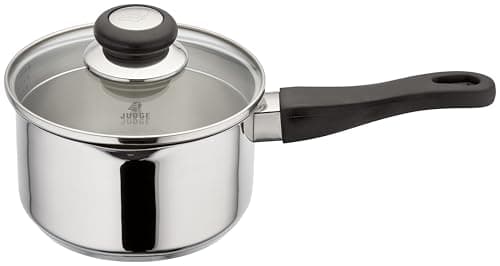 Image of Judge Vista Draining Non-Stick Saucepan 16cm, 1.5L, Silver, Shatterproof Vented Glass Lid, Induction Ready, Oven Safe