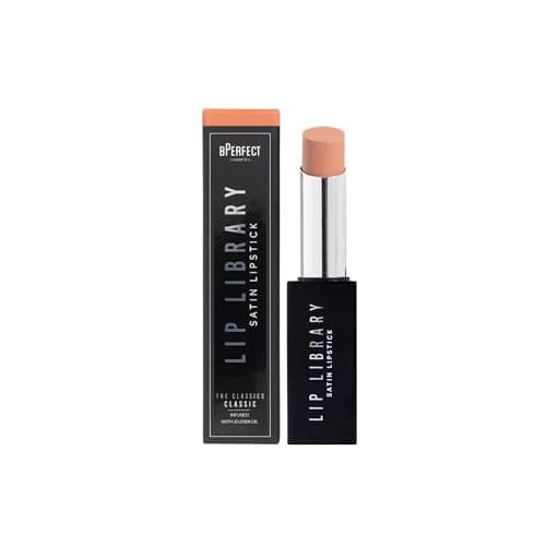 Image of BPerfect Lip Library Lipstick – Long Lasting Satin Lipstick Infused with Jojoba Oil, Shade Classic (Soft Brown Nude)