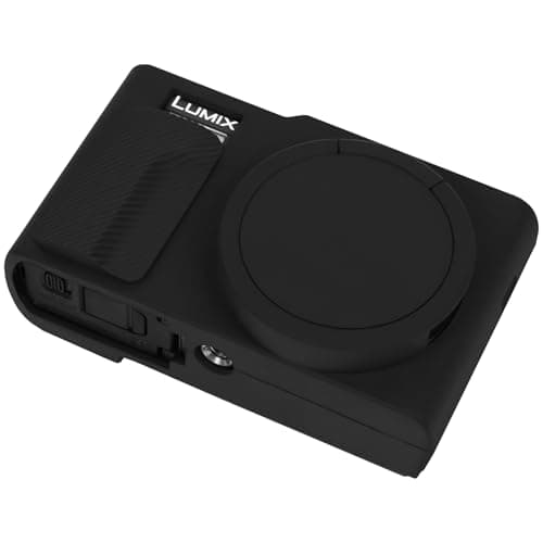 Image of BOVKE Silicone Case for Panasonic Lumix DC-TZ99 Compact Travel Zoom Digital Camera, Soft Rubber LUMIX DC-TZ99E Protective Case with Removeable Lens Cover, Anti-Slip Grip, Black