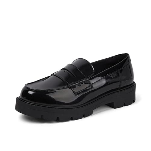 Image of Kickers Girl's Kori Loafer Shoes, Black, 1 UK Child