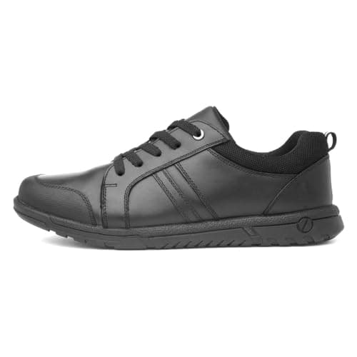 Image of Hush Puppies Washington Boys Black Leather Shoe - Size 6 UK - Black