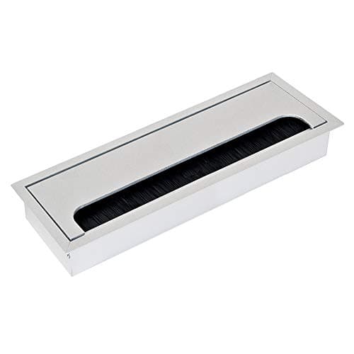 Image of Emuca - Rectangular Cable Cover 269x80mm (10,6x 3,14 inch) for Desk/Table, Cable Organizer for Furniture, Matte Anodized Aluminium