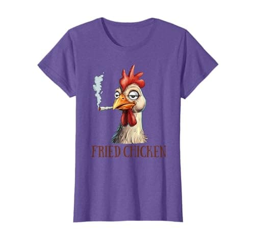Image of Cannabis Weed Lover 420 Chicken Smoking Stoned Fried Chicken T-Shirt