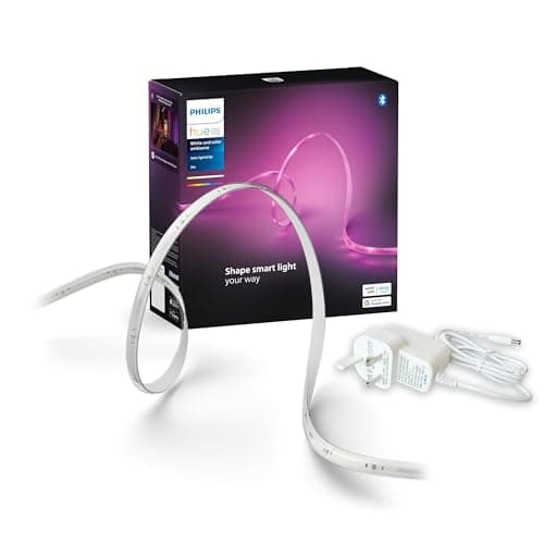 Image of Philips Hue Indoor 3-Meter Smart LED Solo lightstrip (Non Extendable) - 1 Pack - Control with Hue App - Works with Alexa, Google Assistant and Apple HomeKit, Plug Type G, White [Energy Class G]