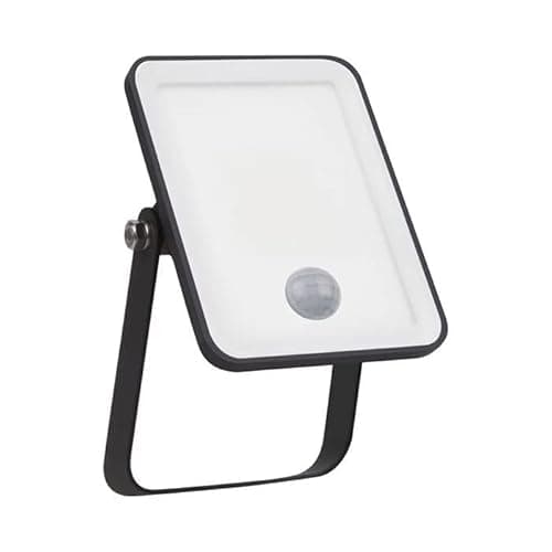 Image of LumenEco 10W LED Floodlight with PIR Motion Sensor, Warm White 3000K Outdoor Security Light, IP65 Weatherproof Exterior Flood Lamp for Garden & Wall, Energy Efficient, Black - 20cm Cable