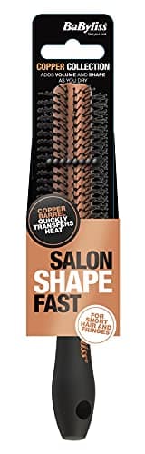 Image of BaByliss Copper Small Barrel Round Hair Brush, Nylon Pins, Round Brush for Blow Drying, Black