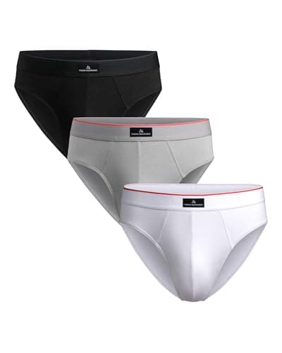 Image of DANISH ENDURANCE Mens Briefs, Underwear Man, Soft Cotton Underpants, Y Fronts for Men, Multipack, 3 Pack, Multicolor (1xblack, 1xwhite/Red, 1xgrey), M