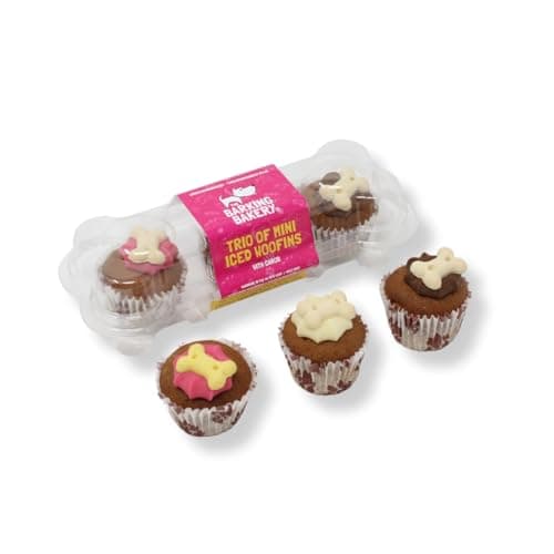 Image of The Barking Bakery Mini Trio Woofins Doggy Dog Birthday Cupcake Cake (iced trios 1PK)