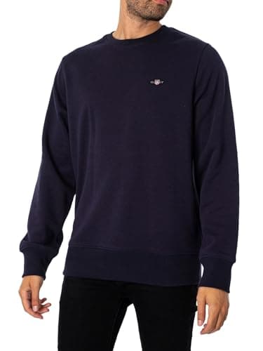 Image of GANT Mens Shield Crew Neck Sweater Navy XXL