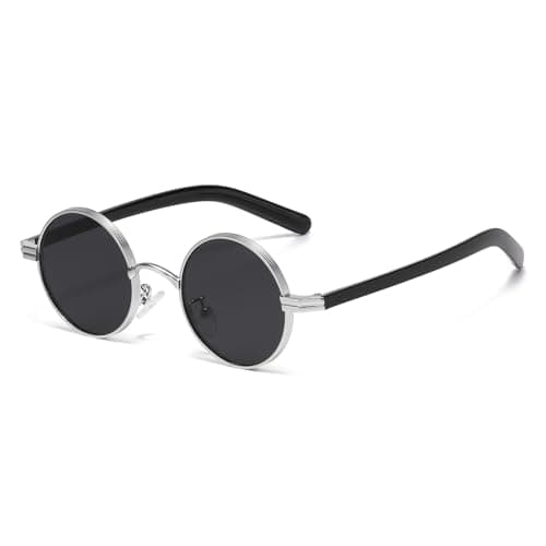 Image of LJCZKA Retro Round Sunglasses for Women Men, Small Round Sunglasses Metal Frame Vintage Circular Shades with UV400 Protection