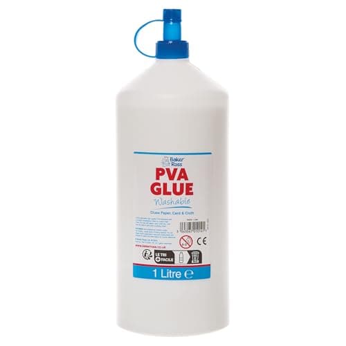 Image of Baker Ross FN078 Washable PVA Glue - 1 Litre, PVA for Schools, Teaching Supplies, Multipurpose Glue for Wood, Paper Card