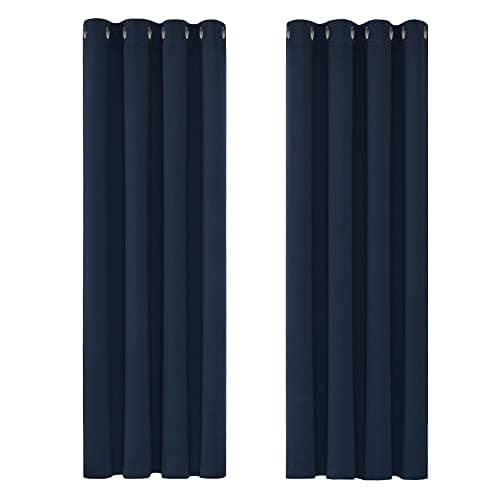 Image of Deconovo Solid Thermal Insulated Curtains Eyelet Blackout Curtains for Bedroom 46 x 72 Inch Navy Blue One Pair