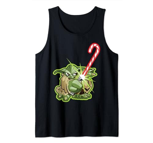 Image of Star Wars Christmas Candy Cane Yoda Tank Top