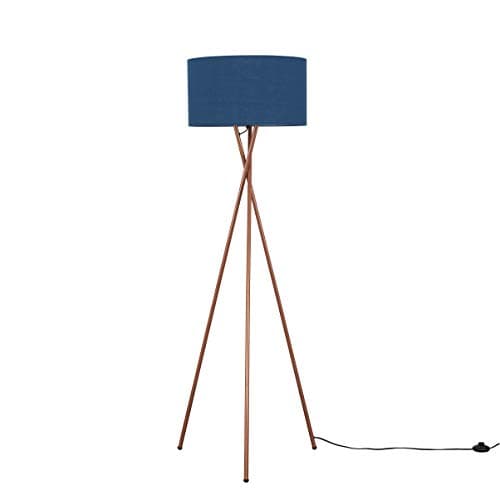 Image of MiniSun | Modern Copper Metal Tripod Floor Lamp with a Navy Blue Shade | Floor Lamps & Torchieres, Home Décor, Improvement & Lifestyle Essential