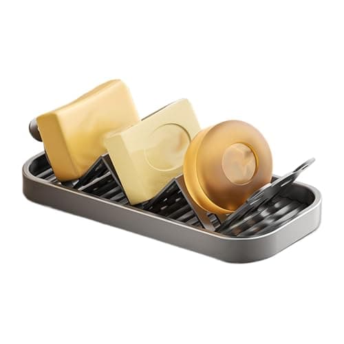 Image of Shower Soap Dish – with Drain Tray and Modern Storage Shelf – Shower Holder for Home, Bathroom, Kitchen, Corner, Countertop, Rustic Style,