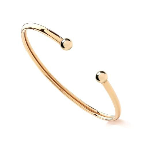 Image of Old English Jewellers 9ct Yellow Gold on Sterling Silver Lightweight Ladies Torque Ball Bangle