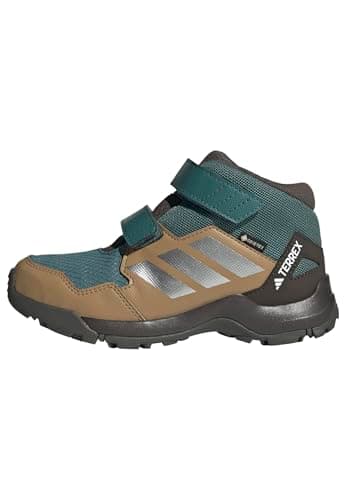 Image of adidas Unisex Kids Terrex Skychaser Mid Gore-TEX Hiking Shoes Kids, preloved Teal/Matte Silver/Cardboard, 5 UK