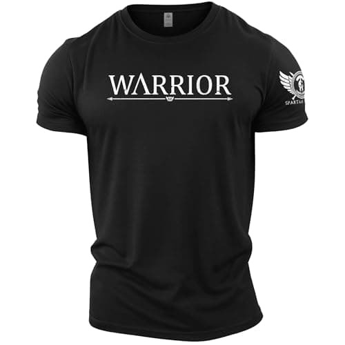 Image of GYMTIER Spartan Forged - Warrior - Men's Gym T-Shirt Bodybuilding Training Workout Lifting Top Clothing, Black, 5XL