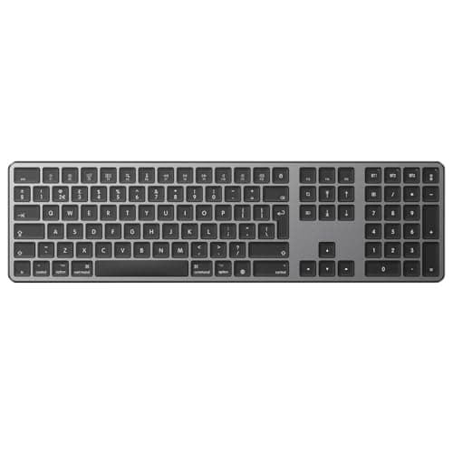 Image of OMOTON Bluetooth Keyboard for Mac/MacBook Air/Pro/iMac/iMac Pro, Rechargeable Wireless Keyboard for MacOS, 3 Bluetooth channels, Muti-devices, Quiet Typing, QWERTY UK Layout, New Space Grey
