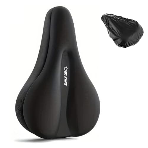 Image of Byking Bike Seat Cushion Cover - Gel Padded Bike Seat Cover for Men Women Comfort, Extra Soft Exercise Bicycle Seat cover compatible with peloton, spin bike saddle cover & cushion with rain cover.