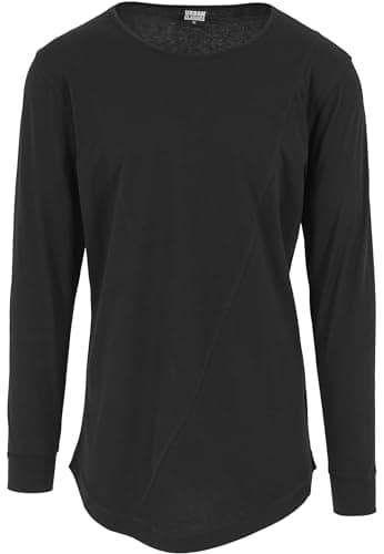 Image of Urban Classics Men's Shaped Fashion Long Sleeve Tee - Long Sleeve Top - Black (Schwarz), Large (Manufacturer size: Large)