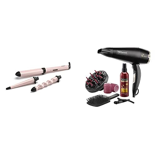 Image of BaByliss Curl & Wave Trio Styler, Multi-Styler, Hair Waver, Beachy Waves & TRESemme Keratin Smooth 2200W Volume Shine Hair Dryer Gift Set, Diffuser Dryer, Paddle Brush, Hair Rollers