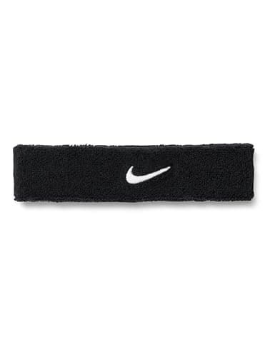 Image of Nike Swoosh Classic Headband Running Fitness Training Sports Hairband, Black/White, One Size