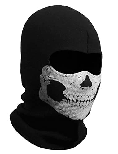 Image of COD Ghost Mask Skull Balaclava MW2 Skeleton Costume Full Head Ski Snood Mask Knitted Windproof Warmer Headwear for Bike Skateboard Motorcycle Snowboard Outdoor Sport, Black