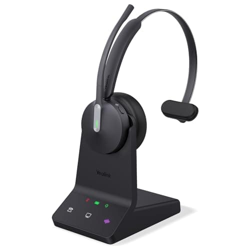 Image of Yealink WH64 DECT & Bluetooth Mono UC Wireless Headset with Microphone, 606 ft Range On Ear Headphones with 3X Noise Cancelling Mic, 26H Talk Time, Microsoft Certified PC Headsets for Work, VoIP Phone