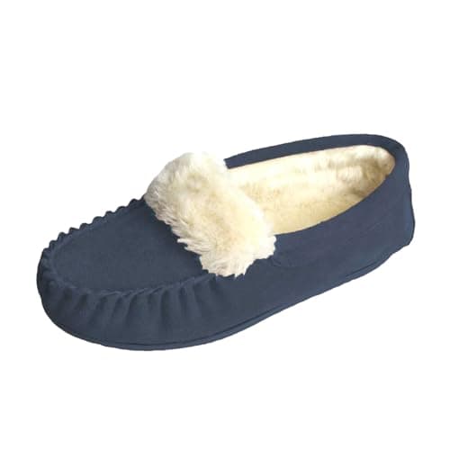 Image of Eastern Counties Leather Womens/Ladies Zoe Plush Lined Moccasins (3 UK) (Navy)