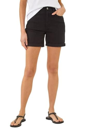 Image of Roman Denim Shorts with Pockets for Women UK Ladies Mom Jeans Boyfriend Boy High Waisted Turned Frayed Hem Stretchy Cotton Casual Slim Skinny Pants Mother Holiday - Stretch Denim Black - Size 20