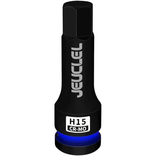Image of JEUCLEL 15mm Hex Impact Bit Socket, H15 1/2-Inch Impact Drive Allen Socket, Cr-Mo Steel Lengthen Hex Screwdriver Adapter for Electric Ratchet Wrenches Fastening Screws