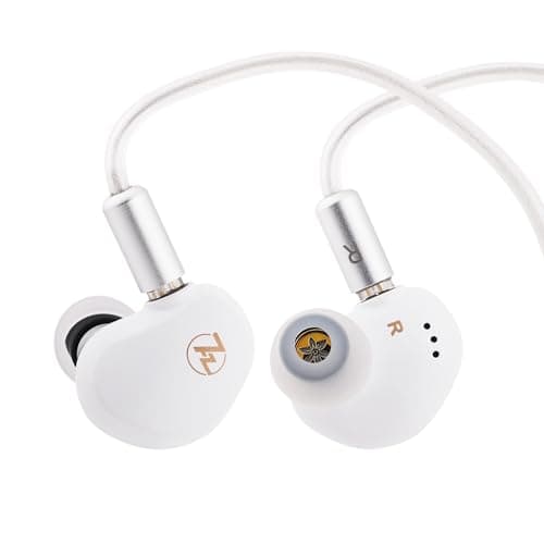 Image of Linsoul 7HZ G1 In-Ear Monitor, 10mm DLC Diaphragm Dynamic Driver IEM Earphone, Wired Gaming Earbuds with Detachable OFC Silver-Plated Cable for Musician Audiophile (Type C With Mic, White)