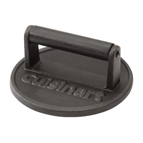Image of Cuisinart Cast Iron Smashed Burger Press | Heavy Duty Burger Smasher with Heat Resistant Handle | 17cm Grill Press for Burgers, Meat, Sandwiches, Black, EU