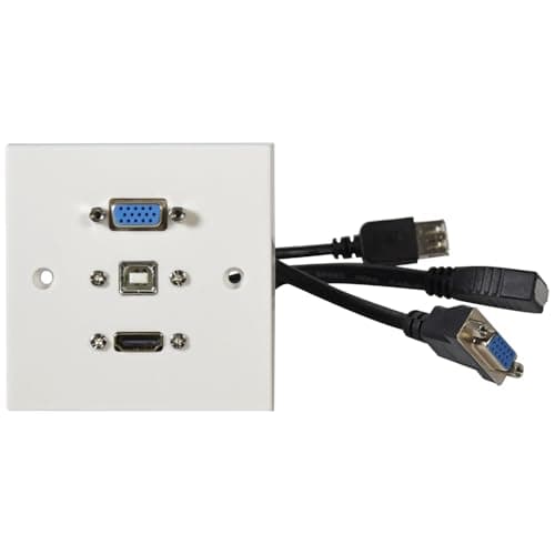 Image of AV:Link | Multimedia Wallplate with VGA, USB Type-B, and 4K HDMI Sockets: Versatile Connectivity Solution for Home, Office, and Education
