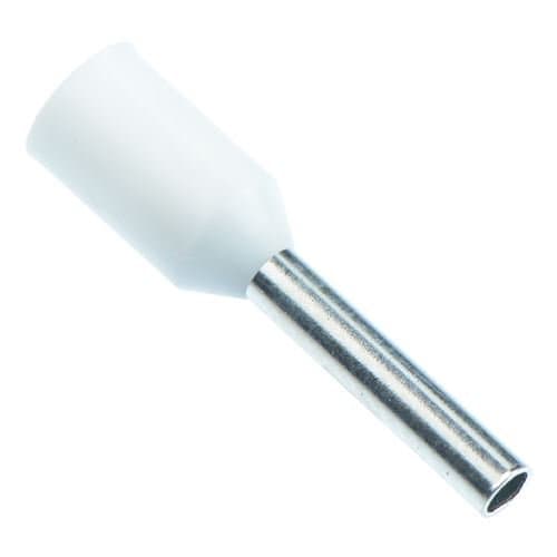 Image of UKCable-Ties Cable Cord End Terminals 0.75mm² White Single Entry Bootlace Ferrules - (Pack of 100)