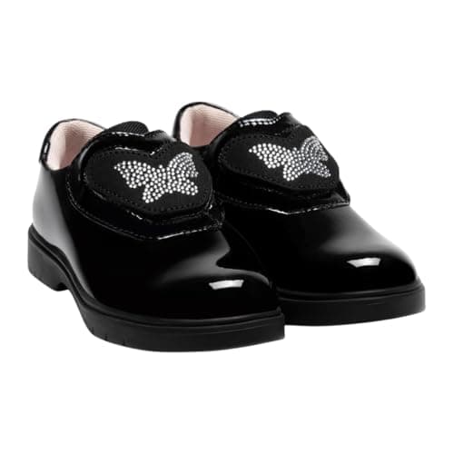 Image of Lelli Kelly Girls Black Patent Evelyn School Shoes LK8942 (NE03) (Black, UK Footwear Size System, Little Kid, Women, Numeric, Medium, 12)